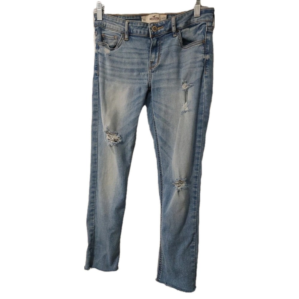 Hollister Jeans Women's Size 5 S Blue Denim  Skinny  Distressed Stretch  W27 L25 - Picture 2 of 15